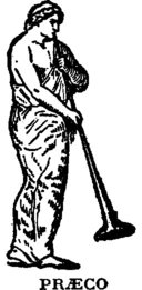 Engraving of a Roman praeco, the public crier